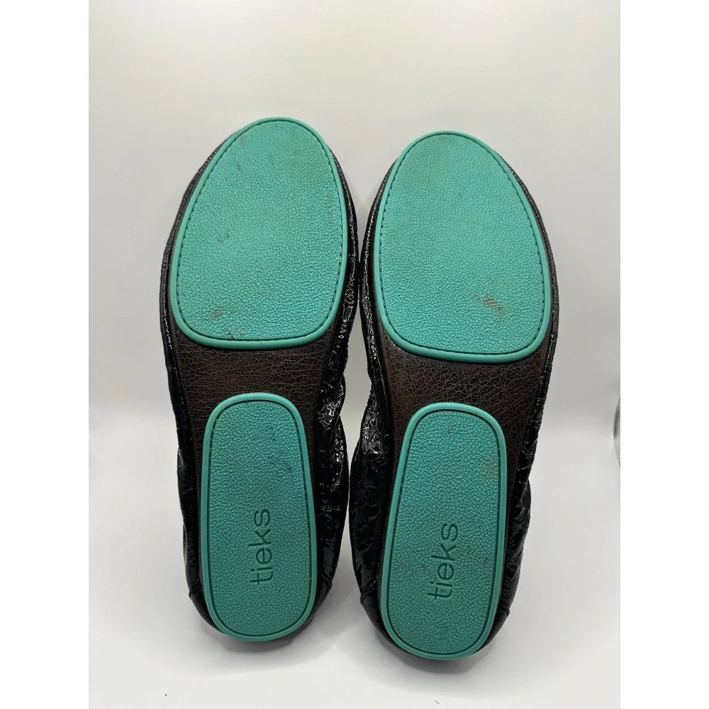 Tieks Black Patent Crinkle Leather Ballet Flats Size 11